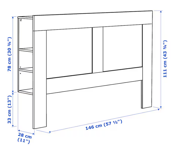 BRIMNES Headboard with storage compartment, white, 140 cm