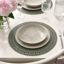 TUVIRIS Place mat, grey-green/patterned plastic, 37 cm