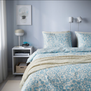 CYMBALBLOMMA Duvet cover and 2 pillowcases, white/blue, 200x200/50x60 cm