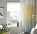 GLASÖRT Sheer curtain, 1 piece, light yellow/grey-turquoise, 300x300 cm