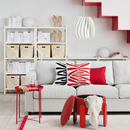 FORLUNDA Pouffe, with storage/Tonerud red