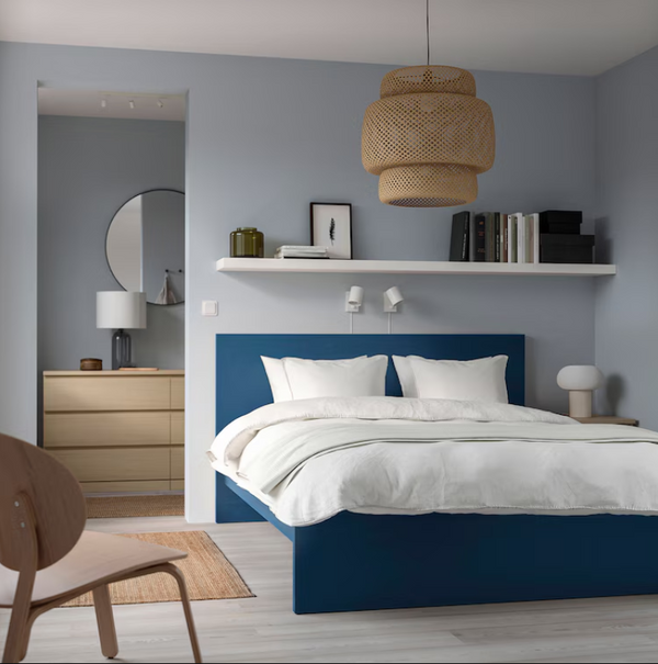 MALM Bed frame, high, blue, 160x200 cm