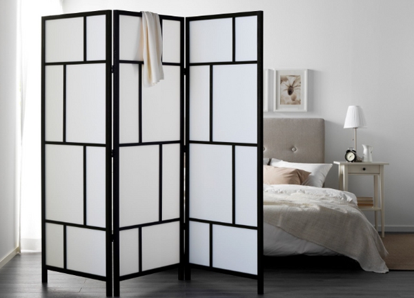 RISÖR Room Divider, White/Black, 216x185 cm