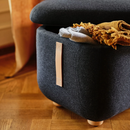 OSKARSHAMN pouffe with storage, gunnared black-grey