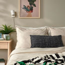 SANDMOTT lace pillow, black-white, 30x58 cm