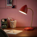 ISNÅLEN LED work lamp, red/brass-colour