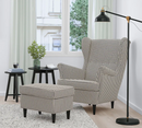 STRANDMON Wing chair, Vibberbo black/beige