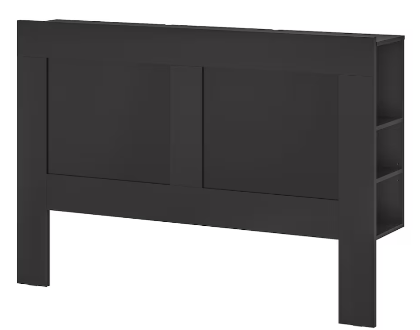 BRIMNES Headboard with storage compartment, black, 140 cm