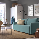 BRISSUND 3-seat sofa-bed, Hakebo light turquoise