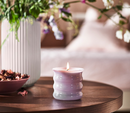 JÄMNMOD Scented candle in glass, Sweet pea/purple, 50 hr