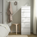 MALM Chest of 6 drawers, white/mirror glass, 40x123 cm