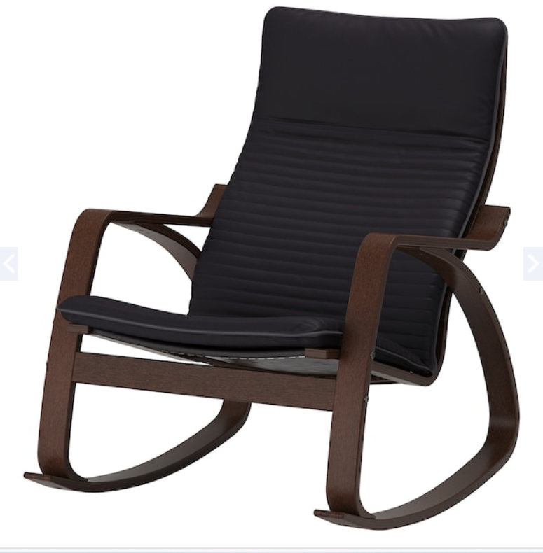 POÄNG Rocking-chair, brown/POÄNG Armchair cushion, Knisa black