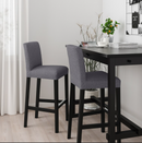 BERGMUND Bar stool with backrest frame, black, 75 cm/BERGMUND cover grey