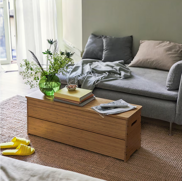 DAJLIEN Bench with storage, bamboo, 100x30x37 cm