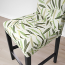 BERGMUND Bar stool with backrest frame, black,62 cm/BERGMUND Cover for bar stool with backrest, Fågelfors multicolor