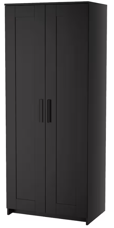 BRIMNES Wardrobe with 2 doors, black, 78x190 cm