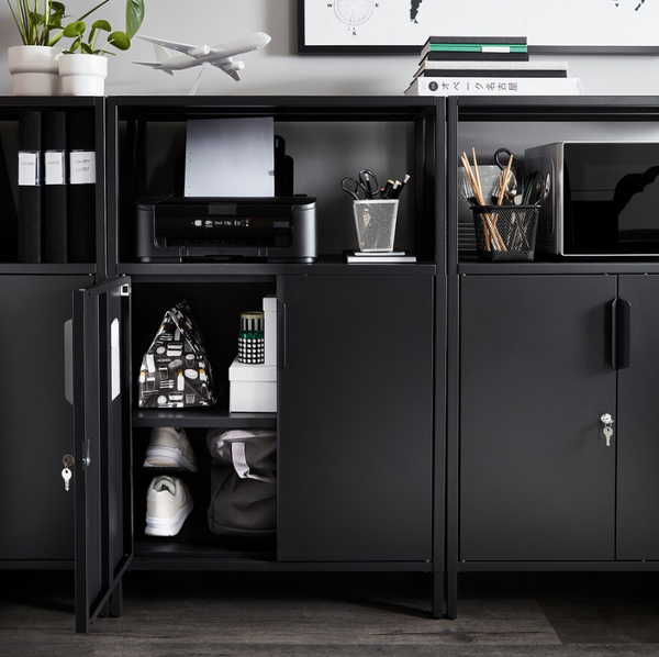 TROTTEN Cabinet with doors, anthracite, 70x35x110 cm