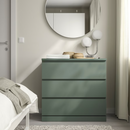 MALM Chest of 3 drawers, grey-green, 80x78 cm