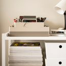 KUGGIS Desk organiser set, 2 pieces, grey-beige/dark grey-beige, 26x35x16 cm