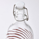 KORKEN Bottle with stopper, clear glass striped/grey-pink, 1 l