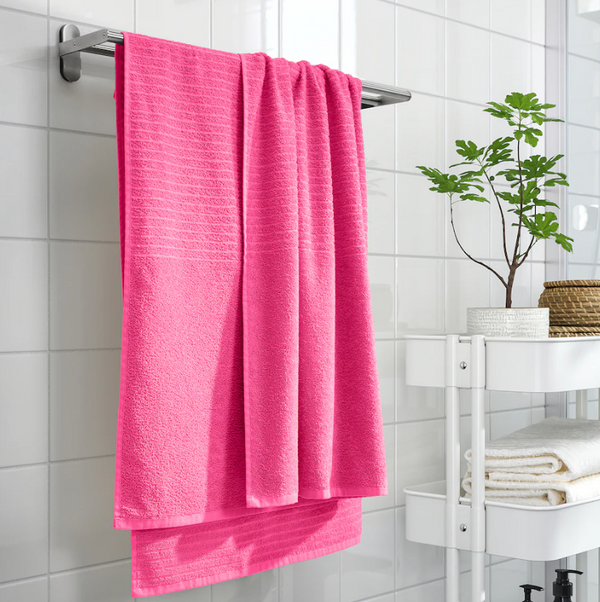 VÅGSJÖN Bath sheet, bright pink, 100x150 cm