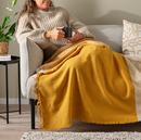 UGGLEFLY Throw, dark yellow/off-white, 130x170 cm