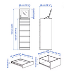 MALM Chest of 6 drawers, white stained oak veneer/mirror glass, 40x123 cm