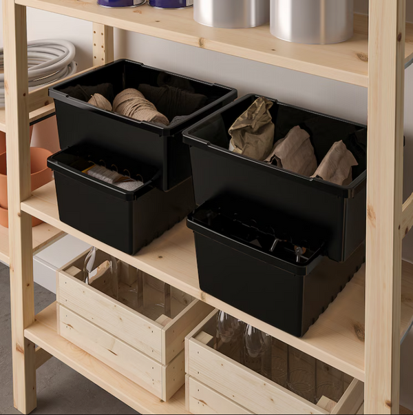 UPPSNOFSAD Storage box with, black, 35x25x14 cm/9 l/UPPSNOFSAD Lid, black, 35x25 cm