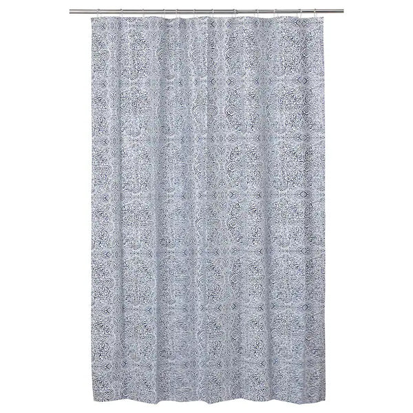 ÄNGSKLOCKA Shower curtain, white/blue, 180x200 cm