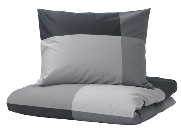 BRUNKRISSLA Duvet cover and 2 pillowcases, black, 200x200/50x60 cm