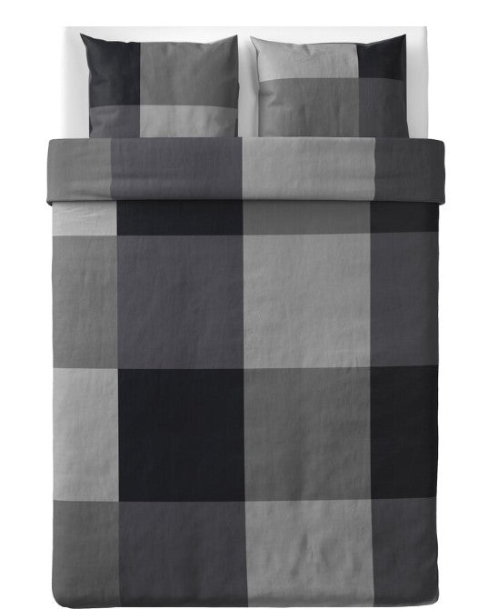 BRUNKRISSLA Duvet cover and 2 pillowcases, black, 200x200/50x60 cm