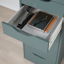 ALEX Drawer unit with 9 drawers, gray-turquoise 36x116 cm