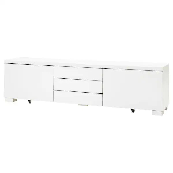 BESTÅ BURS TV bench, high-gloss white, 180x41x49 cm