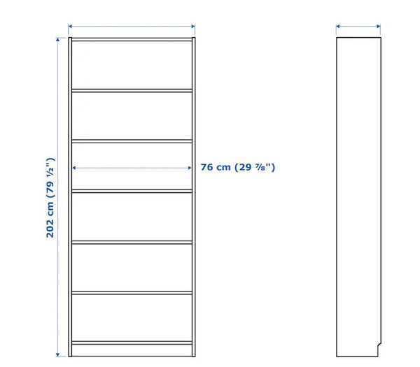 BILLY Bookcase, white, 80x28x202 cm