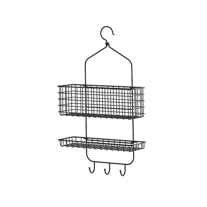 BLECKSJÖN Shower hanger, two tiers, black, 31x56 cm