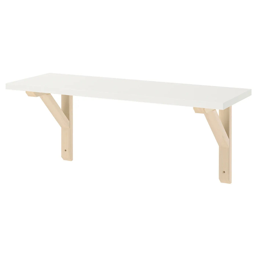 BURHULT/SANDSHULT wall shelf, white/aspen, 59x20 cm
