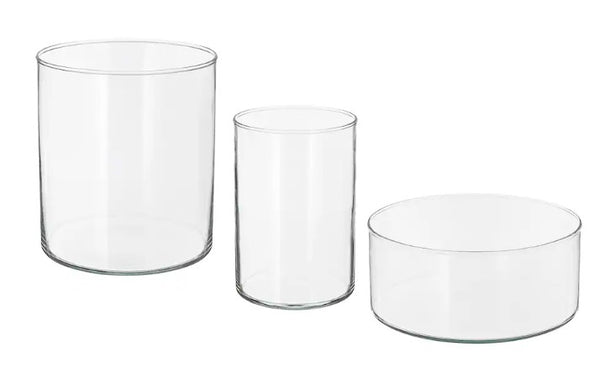 CYLINDER Vase/bowl, set of 3, clear glass