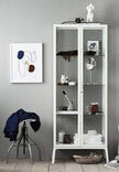 BLÅLIDEN Glass-door cabinet, white, 35x32x151 cm