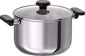 MIDDAGSMAT Pot with lid, clear glass/stainless steel, 5 l