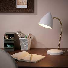 ISNÅLEN LED work lamp, white/brass-colour