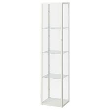 BLÅLIDEN Glass-door cabinet, white, 35x32x151 cm