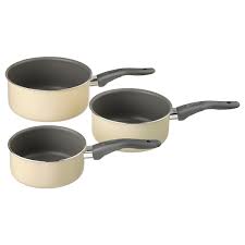 KAVALKADSaucepan, set of 3, gray/light beige