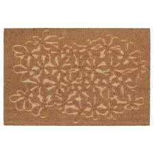 HÄNGBRO Door mat, flower natural colour/beige, 60x90 cm