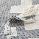 SLANSPINNMAL throw, off white-dark blue, 130x170 cm