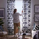 VINTEROXBÄR Curtains, 1 pair, white/black, 145x300 cm