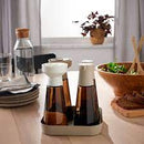 HALVTOM Bottle with pour spout, glass/brown, 19 cm