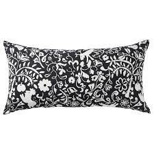 SANDMOTT Cushion, black/white, 30x58 cm