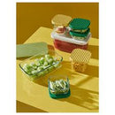 HAVSTOBIS Food container with lid, set of 5, clear/multicolor