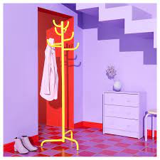 BONDSKÄRET Hat and coat stand, yellow, 175 cm