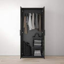 BRIMNES Wardrobe with 2 doors, black, 78x190 cm